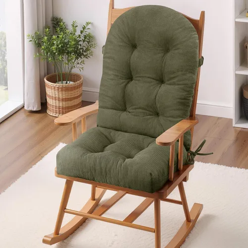 Vista 47 de Cojín para Silla Mecedora - Tela de Chenilla, Esponja de Alta Densidad, Almohadillas de Asiento Copetudas Antideslizantes y Duraderas con Lazos