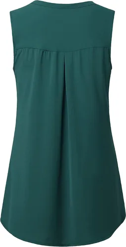 Vista 3 de Timeson - Camiseta sin mangas con cuello en V para mujer, estilo casual, de chifón, con cremallera