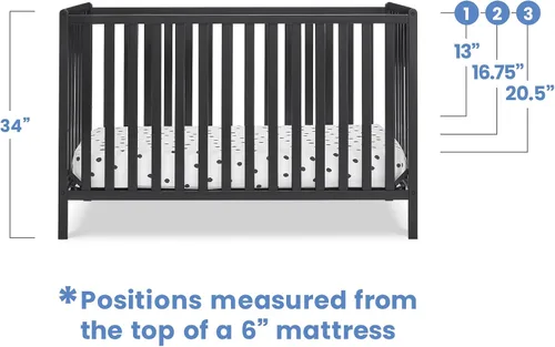 Vista 6 de Delta Children Heartland - Colchón convertible 4 en 1, color negro + Twinkle Galaxy para cuna y colchón para niños pequeños (paquete)