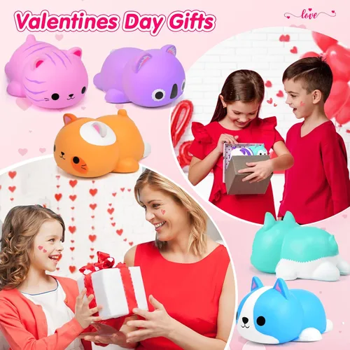 Vista 3 de Pelotas de Estrés de Gato Squishies para Adultos y Niños: 6 piezas de Juguetes Sensoriales Jumbo Animal Squishies de Levantamiento Lento