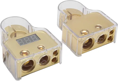 Vista 8 de Kit de conectores de terminales de batería de coche con voltímetro digital 0/4/8/10 AWG chapado en oro A (dorado)