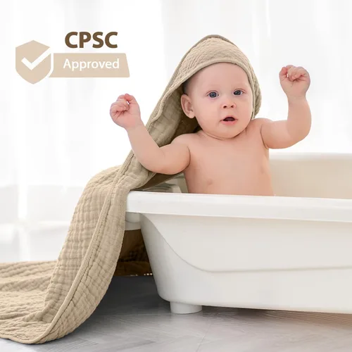 Vista 3 de Unnivoll - Toallas con capucha para bebés recién nacidos - Paquete de 2, 100% algodón muselina, toallas de baño para bebés con capucha, suaves