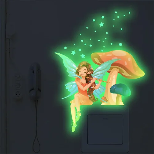 Vista 4 de Calcomanías de pared de hongos, calcomanías de decoración de interruptor de luz, calcomanías de interruptor, calcomanías de pared brillantes