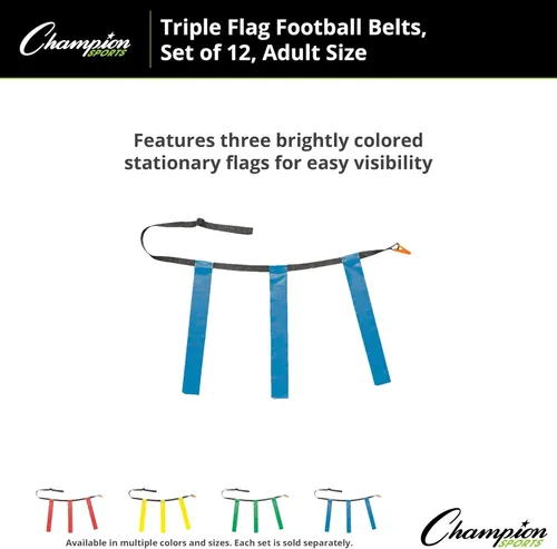 Vista 3 de Champion Sports Quick Release Triple Flag Football Sets (10 and 12 Belts)