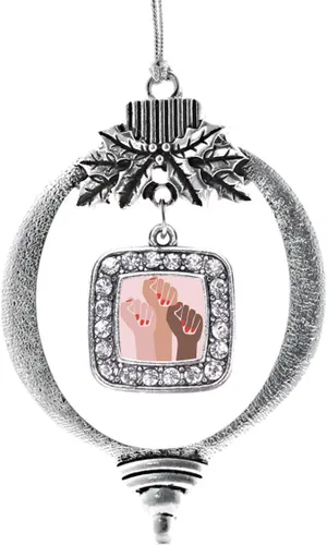 Vista 38 de Inspired Silver - Nana púrpura - Adorno de Navidad plateado - Adorno cuadrado para árbol de Navidad con circonita cúbica - Decoración colgante