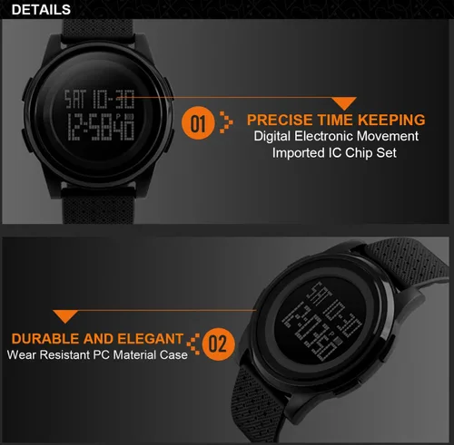 Vista 4 de Reloj deportivo digital ultrafino para hombre, resistente al agua, LED, luminoso, relojes de pulsera para hombres y mujeres