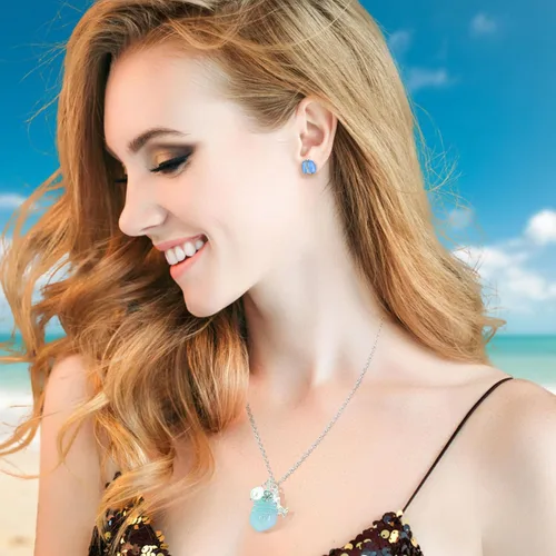 Vista 38 de Sea Glass Earrings S925 Sterling Silver Hypoallergenic Handmade Stud Post Earrings Beach Glass Fashion Handcraft Jewelry earrings stud earrings from