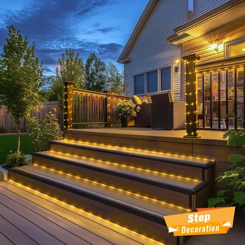 Vista 4 de JMEXSUSS - 100 luces LED solares de cuerda para exteriores, impermeables, 33 pies, luces solares para trampolín con clasificación IP65, 8 modos