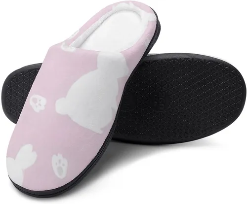 Vista 4 de Pantuflas de algodón suave para mujer, lavables, para dormitorio, suela de goma antideslizante