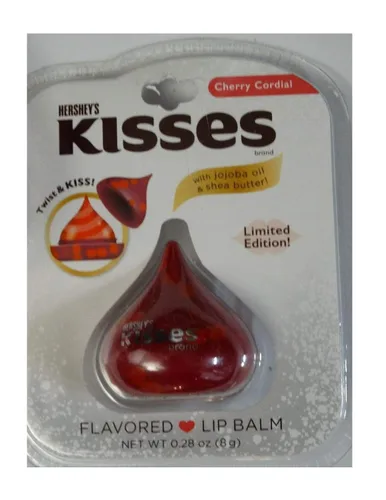 Vista 2 de Hershey Kisses Bálsamo labial con sabor a cereza cordial de edición limitada con aceite de jojoba y manteca de karité, 0.28 onzas