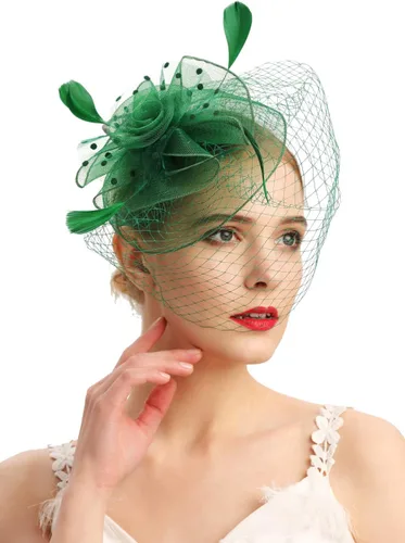 Vista 3 de Sombreros inspirados en el estilo de los años 20 y 50, sombrero pastillero, sombrero de cóctel, fiesta de té, sombrero con velo para niñas y mujeres