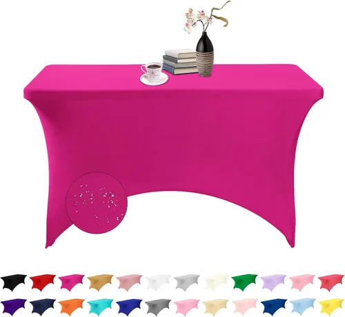 Vista 138 de Paquete de 2 fundas de mesa de elastano impermeables para mesas rectangulares, 6 pies, negras, elásticas, resistentes a manchas, para todas