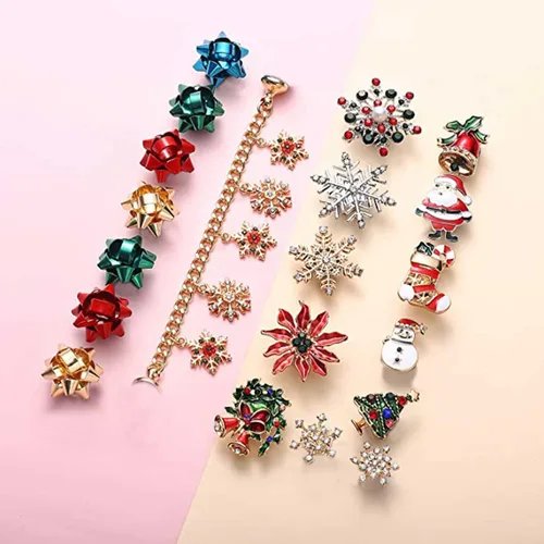 Vista 5 de XOCARTIGE Dijes de Navidad para zapatos para sandalias de zueco con diamantes de imitación regalo de arco de muñeco de nieve adornos de zapatos