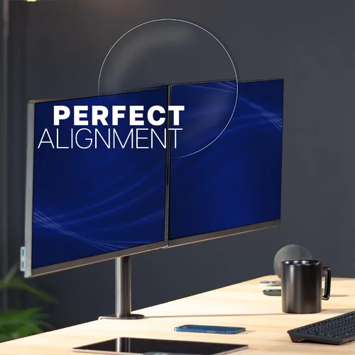 Vista 5 de VIVO Soporte de escritorio con LED LCD dual de 21 a 32 pulgadas, resistente, brazos telescópicos ajustables, configuración de pared empotrada, se