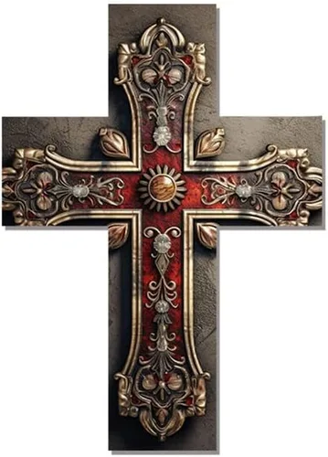 Vista 7 de Imahoocool Decoración de pared de cruz de fe cristiana, Crucifijo de Jesús Dios, Cruz de madera, letrero de pared cristianismo fe colgante de madera