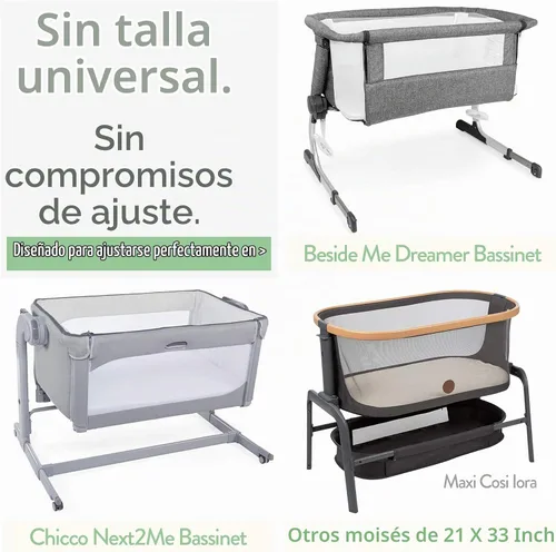 Vista 2 de Joey + Joan Sábanas bajeras de cuna para bebé Beside Dreamer Bedside Sleeper y Chicco Next2Me - Se adapta a colchones de 20 x 33 pulgadas - Suave