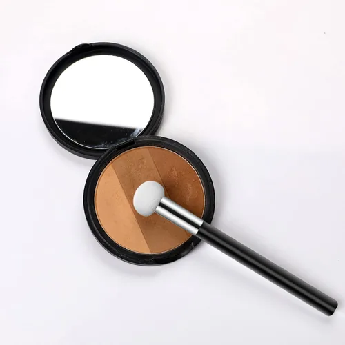 Vista 2 de 6 piezas de esponja de base para polvo, esponja de maquillaje con mango, esponjas de maquillaje de hongos, esponja correctora, cepillo de Negro