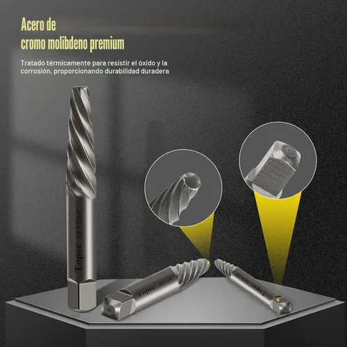 Vista 3 de TOPEC - Juego de extractor de tornillos dañados, 7 piezas de fácil extracción para quitar fácilmente pernos rotos, tornillos pelados, tachuelas