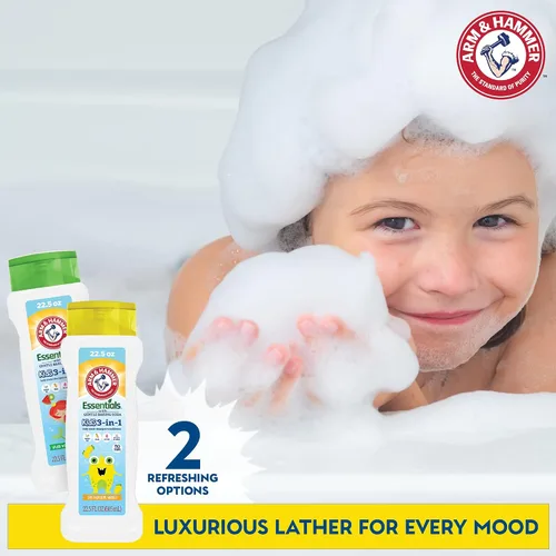 Vista 4 de Arm & Hammer Essentials Kids Gel de baño 3 en 1 Sea Monster Mango 22.5 oz - Champú y acondicionador no tóxico para niños