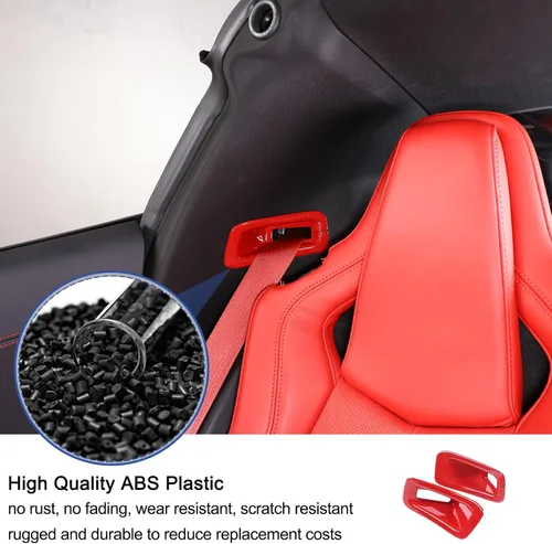Vista 4 de Daeiclru Funda para cinturón de seguridad de asiento de automóvil compatible con Chevrolet Corvette C8 2020-2023, soportes de cinturón de seguridad