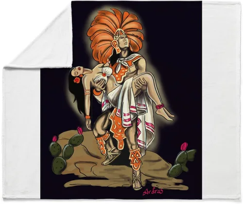 Vista 4 de CafePress Aztec Warrior and Maiden - Manta de forro polar súper suave, 60 x 50 pulgadas