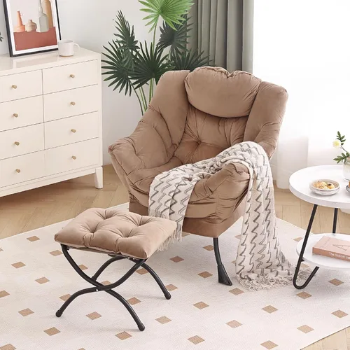 Vista 26 de Furlide - Silla perezosa con otomana, silla moderna con reposapiés plegable, silla de acento de salón, silla de lectura cómoda, sillones grandes