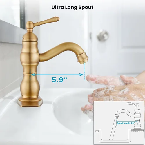 Vista 7 de gotonovo Grifo de lavabo de baño con 1 agujero, mango individual, grifo de tocador giratorio de 360°, grifo mezclador de lavabo a juego, desagüe