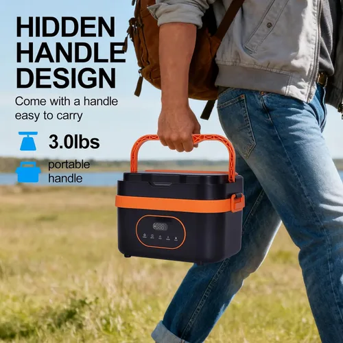 Vista 2 de Lonchera eléctrica inalámbrica para adultos, lonchera recargable de 16000 mAh, contenedor de 1.5 litros para exteriores, trabajo, oficina