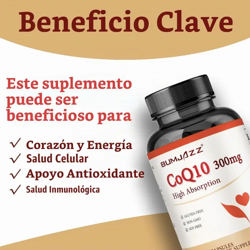 Vista 3 de CoQ10 300mg - 120 cápsulas - Alta absorción - Sin OMG - Sin gluten - Coenzima Q10 - Cápsulas CoQ10