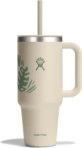 Vista 73 de Hydro Flask Vaso de Viaje con Asa, Tapa y Pajita - Acero Inoxidable Aislado en 24 Oz Aloe