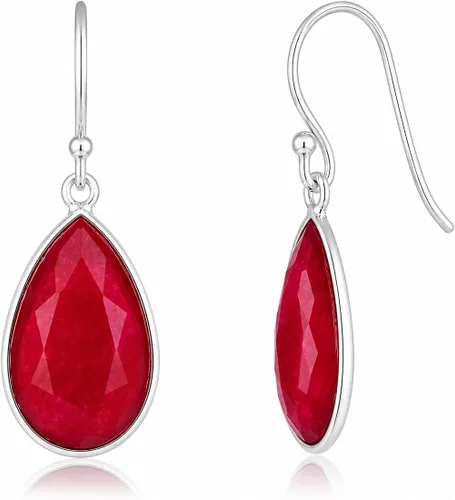 Vista 42 de Aretes de ágata musgo verde de 0.472 x 0.709 in con forma de pera de plata de ley 925, aretes de piedras preciosas hechos a mano, juego de bisel