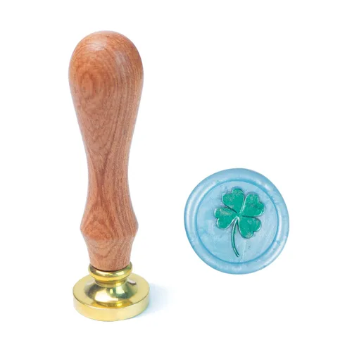 Vista 22 de Sello de cera de flor con mango de madera de cabeza de latón extraíble para sellado de sobres