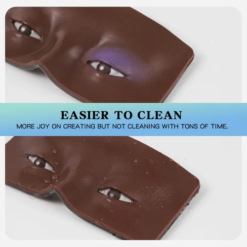 Vista 4 de Tabla facial de práctica de maquillaje, cara de maniquí de silicona reutilizable 3D con 5 brochas de maquillaje, cara de práctica de maquillaje