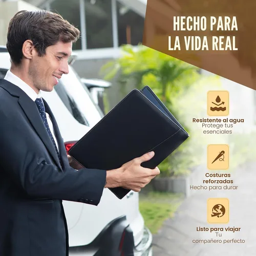 Vista 4 de STYLIO - Padfolio, carpeta organizadora de portafolio p/currículum/entrevista, documento legal, tarjeta comercial, bloc de notas tamaño carta Negro