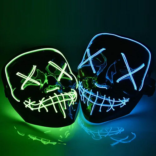 Vista 6 de Máscara de Purga LED de Halloween con luz para Halloween, para fiestas de festivales, disfraz de adultos, hombres, mujeres y niños, 3 modos de vida