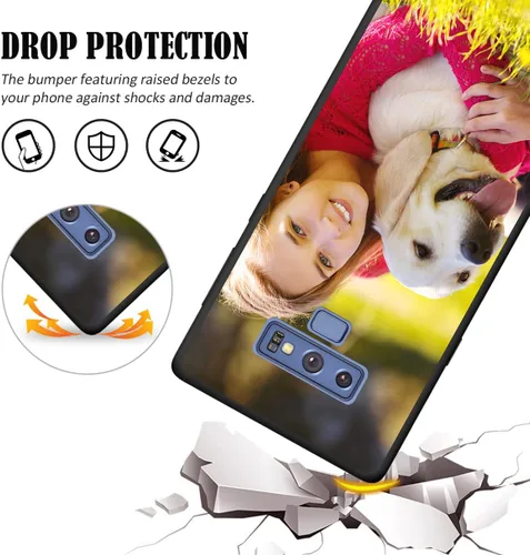 Vista 5 de Funda personalizada para Samsung Galaxy Note 9 con nombre de texto y foto - Funda suave y fina personalizable Note9 (negro)