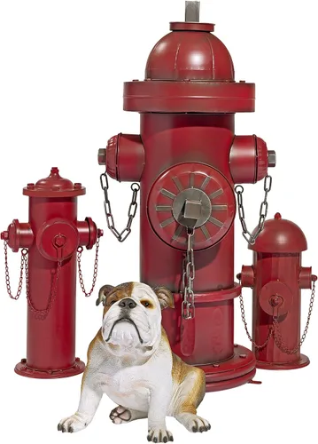 Vista 4 de Design Toscano Estatua de boca de incendios para cachorros y almacenamiento Contenedor Grande 23 pulgadas Metal A todo color Para jardín