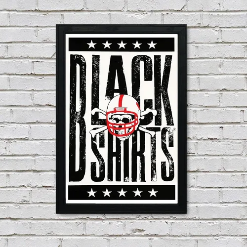 Vista 2 de Nebraska Cornhuskers Gift - Blackshirts Letterpess Poster - Officially Licensed Art Print - 13x19" - Husker Gift (Add Black Framed)