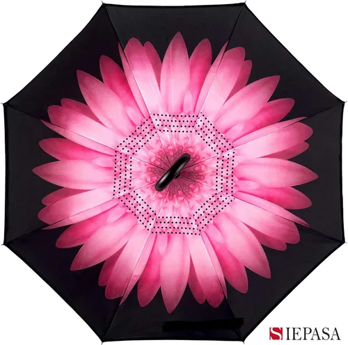Vista 132 de SIEPASA Paraguas invertido invertido de 49/56 pulgadas, doble toldo extra grande, ventilado, resistente al viento, impermeable, paraguas de golf