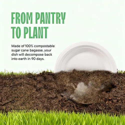 Vista 5 de DaYammi Platos de Papel 100% Compostables de 7 Pulgadas, Paquete de 60 Platos de Papel Resistente, Bagazo Biodegradable, Platos de Postre