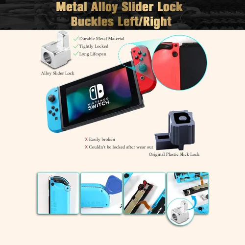 Vista 6 de Cierre de metal hebillas Kit de herramientas de reparación para Nintendo Interruptor NS Joy con con destornilladores