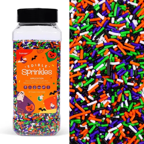 Vista 10 de Gránulos de arcoíris para decoración de pasteles, 1.54 libras Nonpareils arcoíris