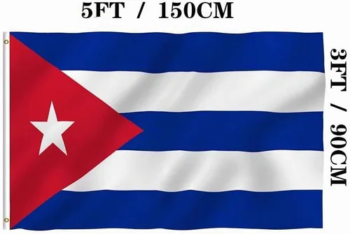 Vista 6 de Jayus Banderas de Cuba de 3 x 5 para exteriores, doble cara, resistente, bandera nacional cubana con 2 ojales