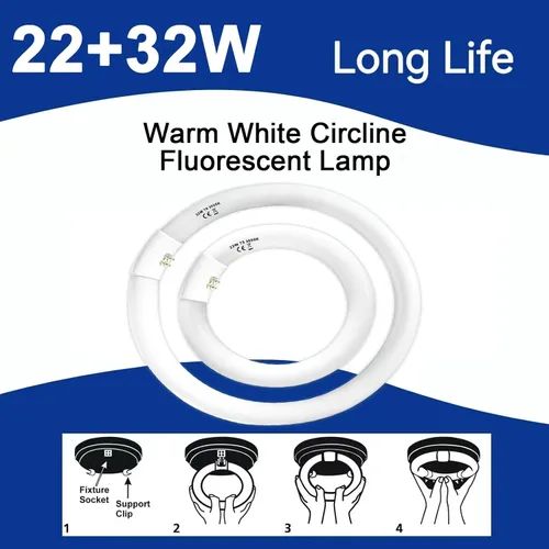 Vista 9 de FC12T9/WW - Juego de bombillas fluorescentes circulares de 32 vatios y FC8T9/KB de 22 W, 8 pulgadas, T9, 22 W y 32 W, 32 W, luz circular blanca