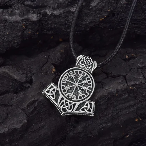 Vista 3 de YOSOPRETTY Viking Necklace for Men 925 Sterling Silver Berserk Behelit Mjolnir Thor Hammer Pendant Necklace Norse Viking Jewelry Gifts for Men Boys