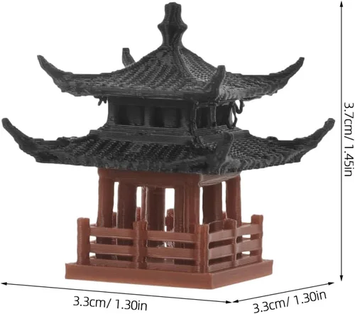Vista 5 de SUPVOX Decoración de estatua en miniatura del pabellón chino de 1.45 x 1.29 x 1.29 pulgadas, figura de jardín para jardín de hadas, bonsái