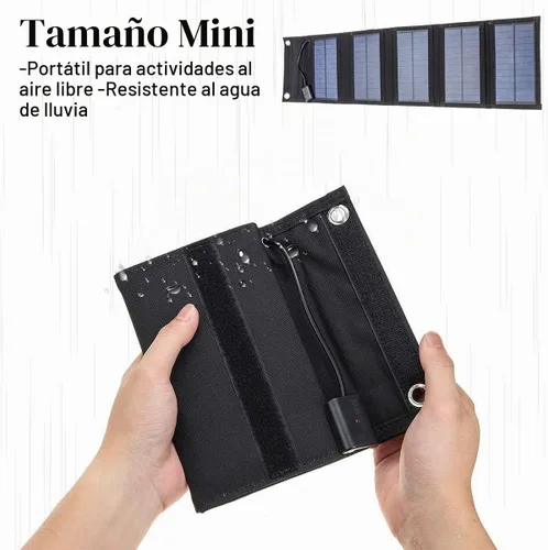 Vista 2 de Cargador de panel solar portátil de 25 W, salida de 15 W, 5 V, 1.5 A, 2 USB, cargador de panel solar plegable para computadoras portátiles