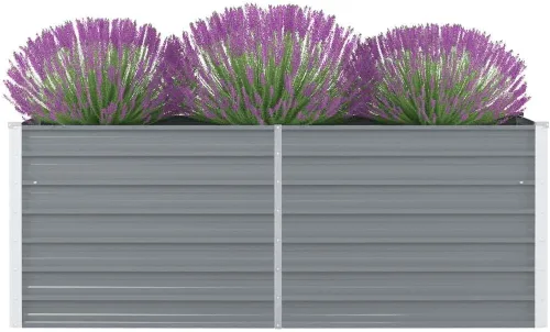 Vista 2 de vidaXL Cama de jardín elevada, cama de flores elevada, maceta de acero galvanizado, maceta al aire libre para patio, jardín, verduras, hierbas, gris