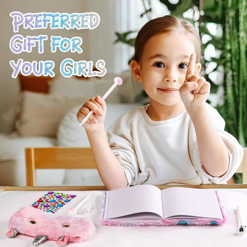 Vista 5 de DHQH Diario de Gato con Candado Regalo para Niña de 6, 7, 8, 9, 10, 11, 12 Años, Diario Secreto Cuaderno para Niños Set de Regalo de Navidad