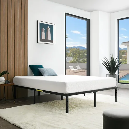 Vista 10 de Amazon Basics - Base de cama robusta y resistente con plataforma de almacenamiento tamaño Queen, soporte de listones de acero, sin ruido, de fácil